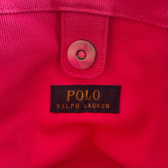 SOLD❗️ Polo Ralph Lauren Small Canvas Tote Big Pony Logo White Blue Preppy Bag - Picture 10 of 11
